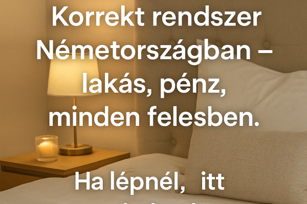 Korrekt rendszer Németországban – lakás, pénz, minden felesben!